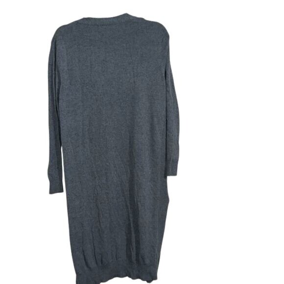 Gray Long Open Front Cardigan With Pockets Womens Size L - Picture 6 of 8